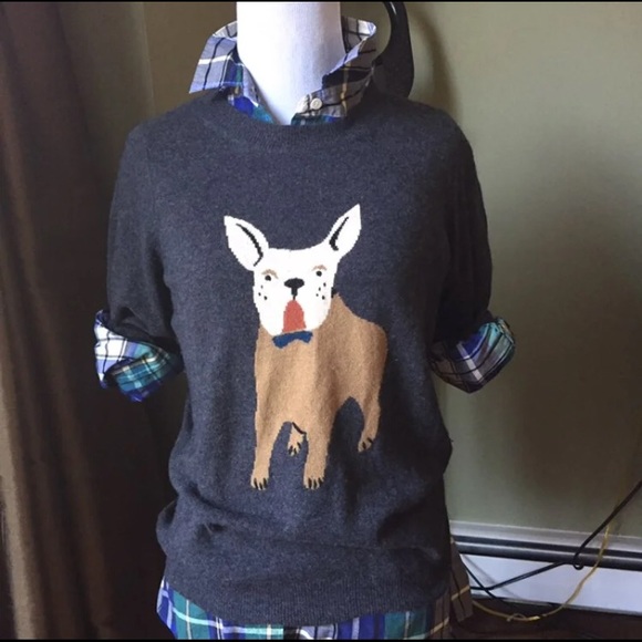 EUC J.Crew Intarsia French Bulldog Sweater S - Picture 1 of 3